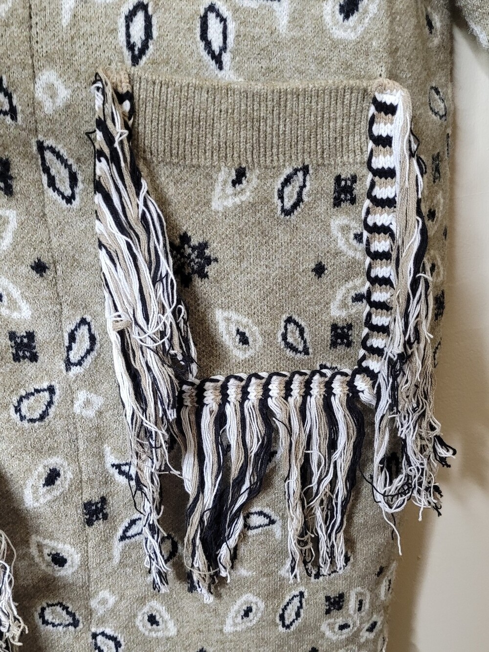 Anthropologie Bandana Fringed Duster Sweater - Picture 5 of 10